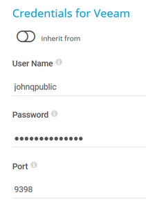 Credentials for Veeam