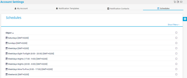 Schedules Settings